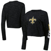 New Orleans Saints New Era Women's Crop Long Sleeve T-Shirt Black | NFL