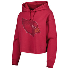 Arizona Cardinals Cuce Women's Crystal Logo Cropped Pullover Hoodie Cardinal | NFL