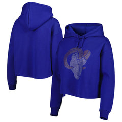 Los Angeles Rams Cuce Women's Crystal Logo Cropped Pullover Hoodie Royal | NFL