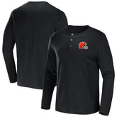 Cleveland Browns NFL x Darius Rucker Collection Slub Jersey Henley Long Sleeve T-Shirt Black | Fanatics