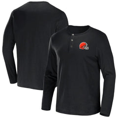 Cleveland Browns NFL x Darius Rucker Collection Slub Jersey Henley Long Sleeve T-Shirt Black | Fanatics
