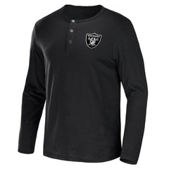 Las Vegas Raiders NFL x Darius Rucker Collection Slub Jersey Henley Long Sleeve T-Shirt Black | Fanatics