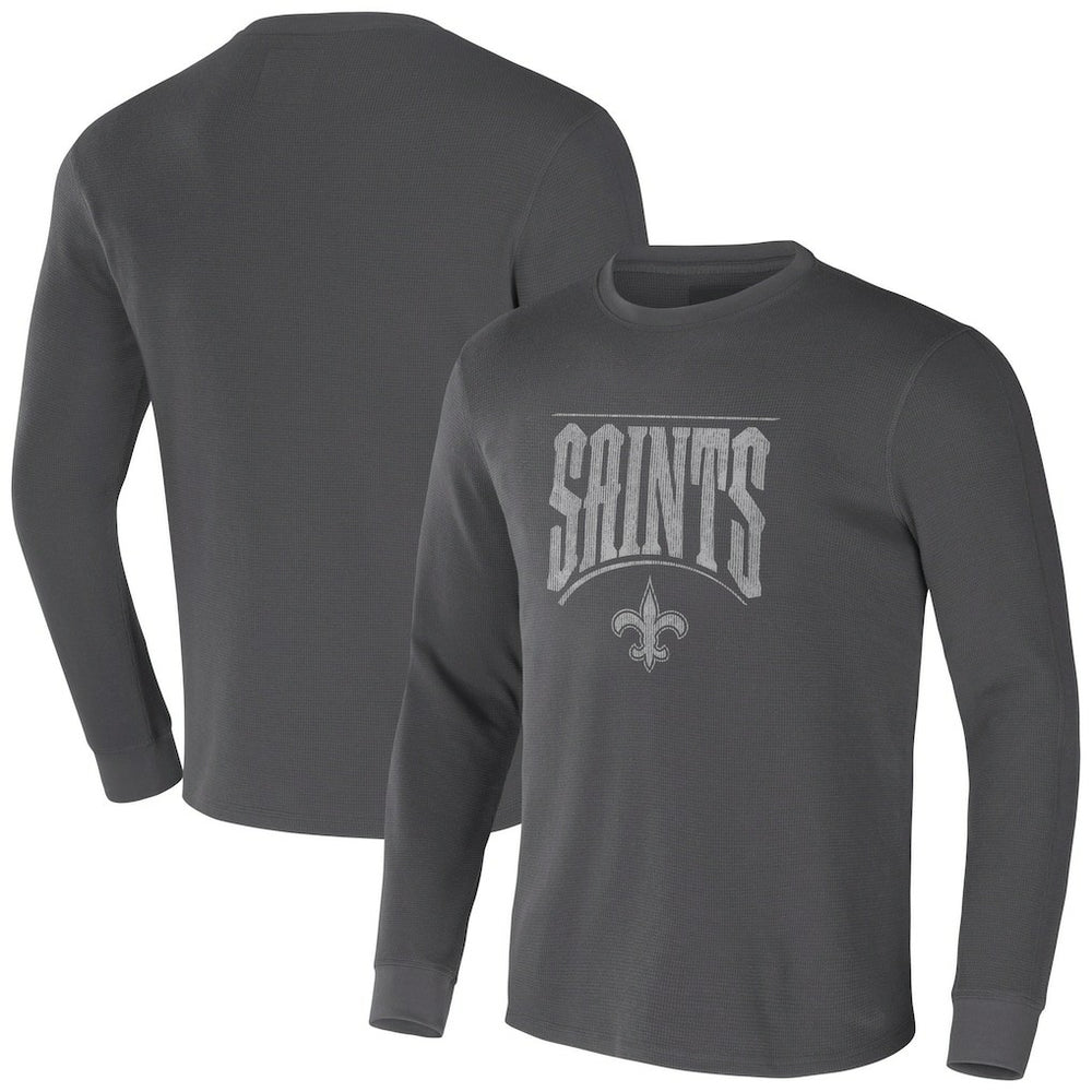 New Orleans Saints NFL x Darius Rucker Collection Long Sleeve Thermal T-Shirt Charcoal | Fanatics