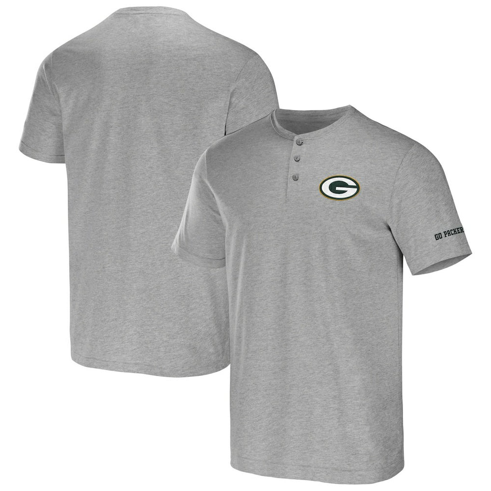 Green Bay Packers NFL x Darius Rucker Collection Henley T-Shirt Heather Gray | Fanatics