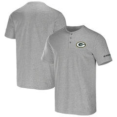 Green Bay Packers NFL x Darius Rucker Collection Henley T-Shirt Heather Gray | Fanatics