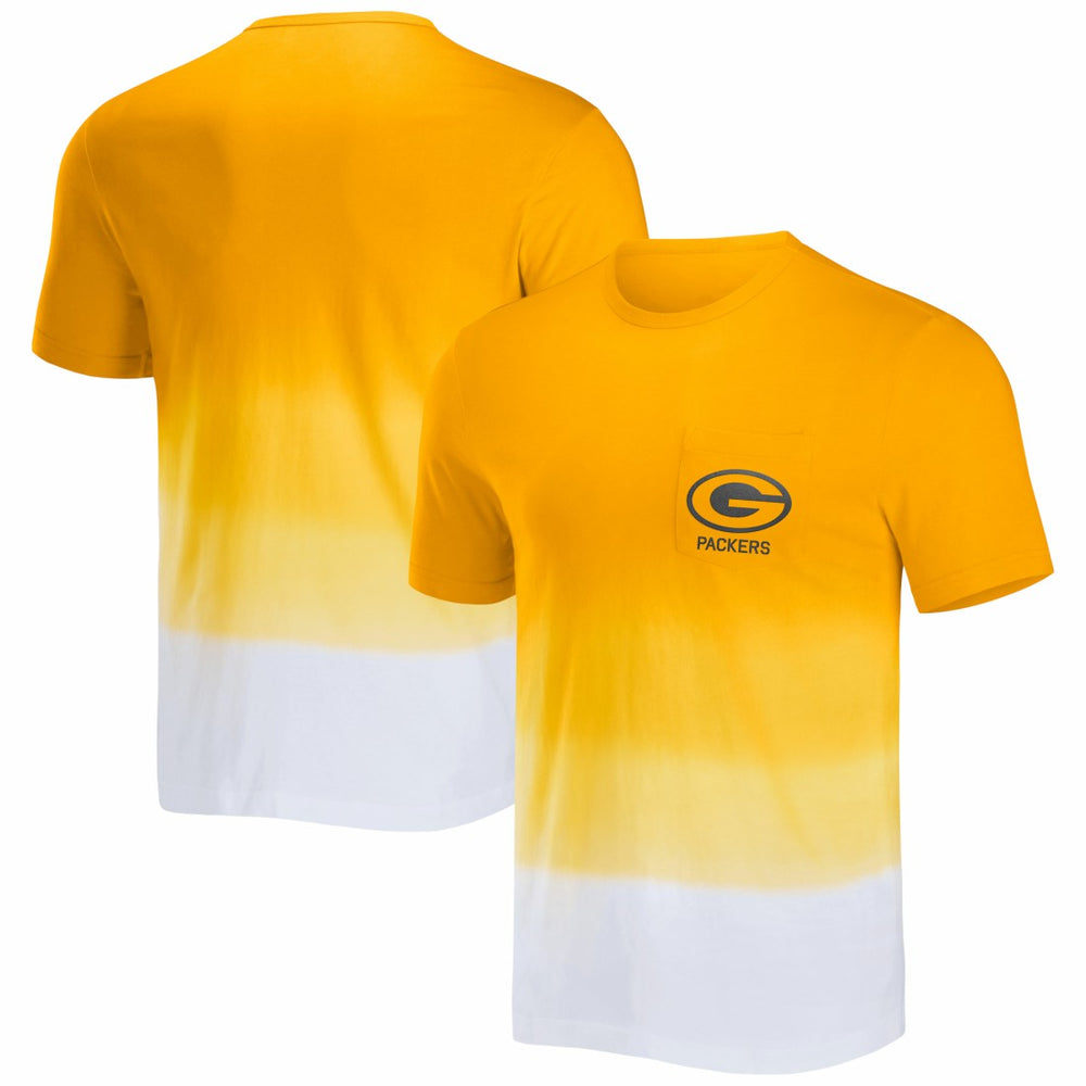Green Bay Packers NFL x Darius Rucker Collection Dip Dye Pocket T-Shirt Gold/White | Fanatics