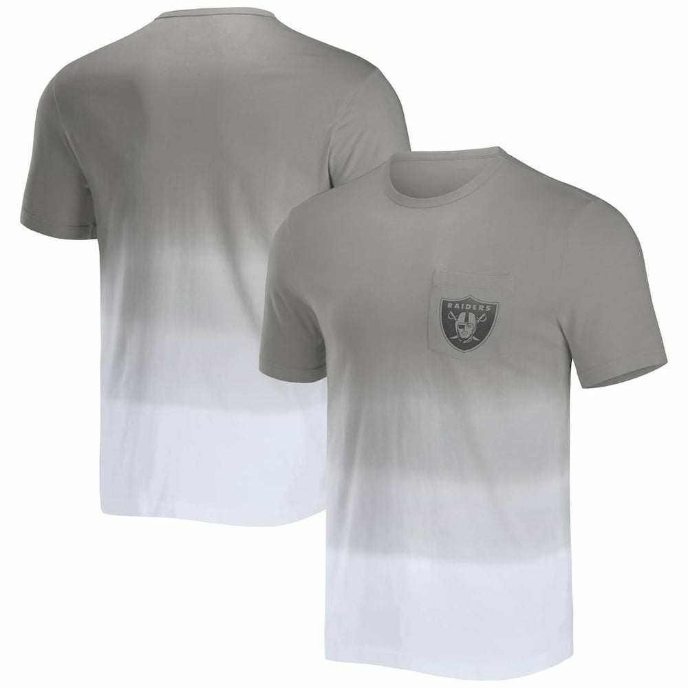 Las Vegas Raiders NFL x Darius Rucker Collection Dip Dye Pocket T-Shirt Silver/White | Fanatics