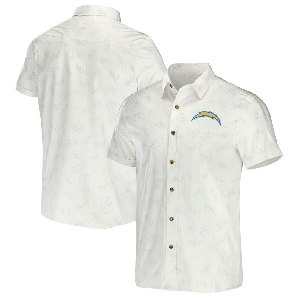 Los Angeles Chargers NFL x Darius Rucker Collection Woven Button-Up T-Shirt White | Fanatics
