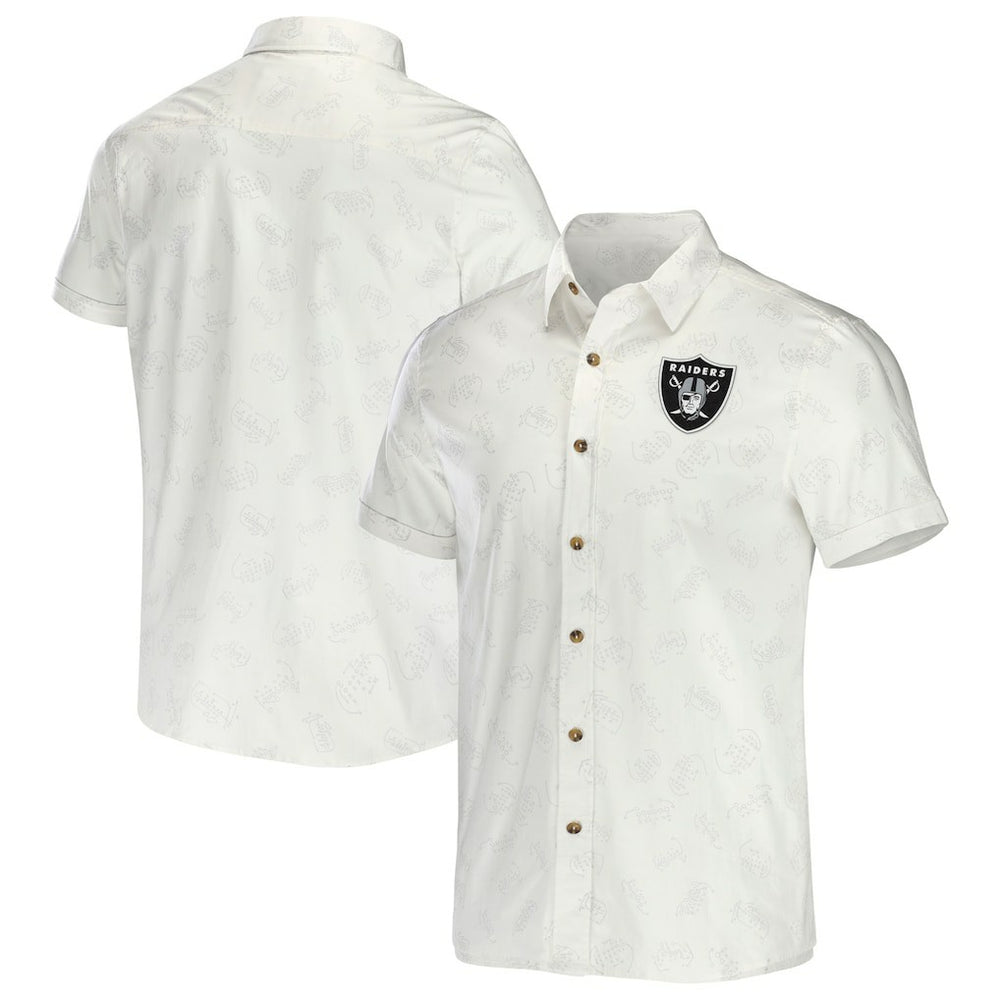 Las Vegas Raiders NFL x Darius Rucker Collection Woven Button-Up T-Shirt White | Fanatics