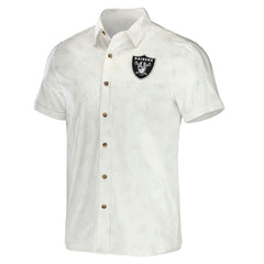 Las Vegas Raiders NFL x Darius Rucker Collection Woven Button-Up T-Shirt White | Fanatics