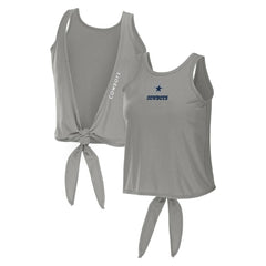 Dallas Cowboys WEAR by Erin Andrews Women's Open Back Twist Tie Tank Top Gray | NFL