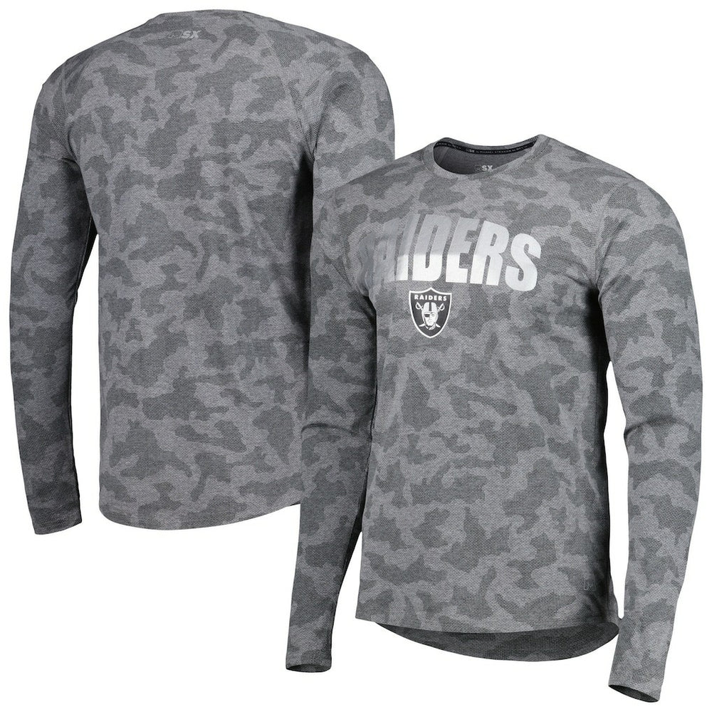 Las Vegas Raiders MSX by Michael Strahan Performance Camo Long Sleeve T-Shirt Black | NFL