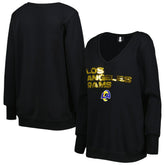 Los Angeles Rams Cuce Women's Sequin Logo V-Neck Pullover Sweatshirt Black | NFL