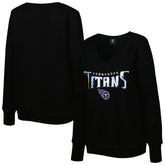 Tennessee Titans Cuce Women's Sequin Logo V-Neck Pullover Sweatshirt Black | NFL