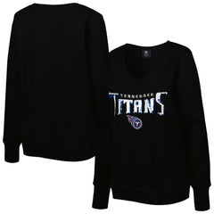 Tennessee Titans Cuce Women's Sequin Logo V-Neck Pullover Sweatshirt Black | NFL