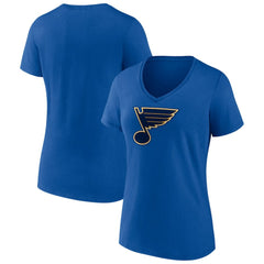St. Louis Blues Fanatics Women's Primary Logo Team V-Neck T-Shirt - Royal - NHL
