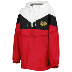 Chicago Blackhawks Tommy Hilfiger Women's Staci Half-Zip Windbreaker Jacket - Black/Red - NHL