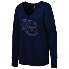 Tennessee Titans Cuce Women's Deep V-Neck Pullover Sweatshirt Navy | NFL