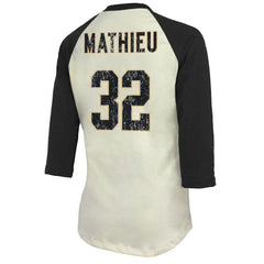 Tyrann Mathieu New Orleans Saints Majestic Threads Women's Player Name & Number Tri-Blend Three-Quarter Sleeve T-Shirt Cream | NFL