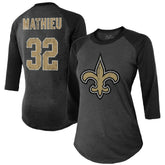 Tyrann Mathieu New Orleans Saints Majestic Threads Women's Name & Number Raglan 3/4 Sleeve T-Shirt Black | NFL