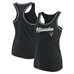 Milwaukee Bucks Women's Wordmark Logo Racerback Tank Top Black - NBA