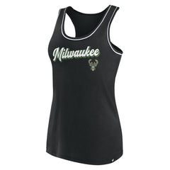 Milwaukee Bucks Women's Wordmark Logo Racerback Tank Top Black - NBA