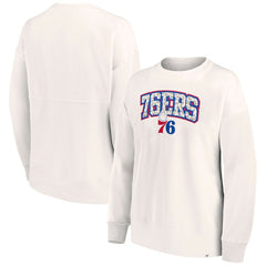Philadelphia 76ers Women's Tonal Leopard Pullover Sweatshirt White - NBA