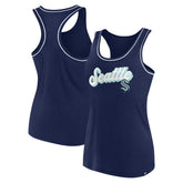 Seattle Kraken Fanatics Women's Wordmark Logo Racerback Scoop Neck Tank Top - Deep Sea Blue - NHL