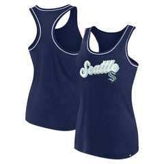 Seattle Kraken Fanatics Women's Wordmark Logo Racerback Scoop Neck Tank Top - Deep Sea Blue - NHL