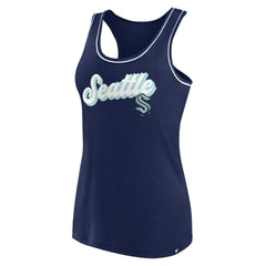 Seattle Kraken Fanatics Women's Wordmark Logo Racerback Scoop Neck Tank Top - Deep Sea Blue - NHL
