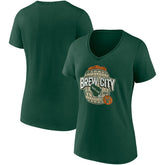 Milwaukee Bucks Women's Hometown Collection Brew City V-Neck T-Shirt Hunter Green - NBA