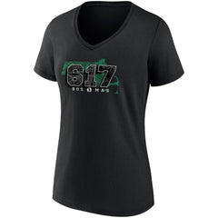 Boston Celtics Women's Hometown Collection 617 V-Neck T-Shirt Black - NBA