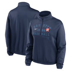 Houston Astros Nike Women's Rewind Splice Half-Zip Semi-Cropped Bubble Hem Sweatshirt - MLB