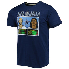 CeeDee Lamb & Dak Prescott Dallas Cowboys Homage Unisex NFL Jam Tri-Blend T-Shirt Heathered Navy | NFL