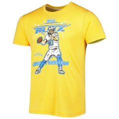 Justin Herbert Los Angeles Chargers Homage Unisex NFL Blitz Player Tri-Blend T-Shirt Heather Gold | NFL