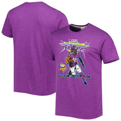Justin Jefferson Minnesota Vikings Homage Unisex NFL Blitz Player Tri-Blend T-Shirt Heathered Heather Purple | NFL