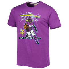 Justin Jefferson Minnesota Vikings Homage Unisex NFL Blitz Player Tri-Blend T-Shirt Heathered Heather Purple | NFL
