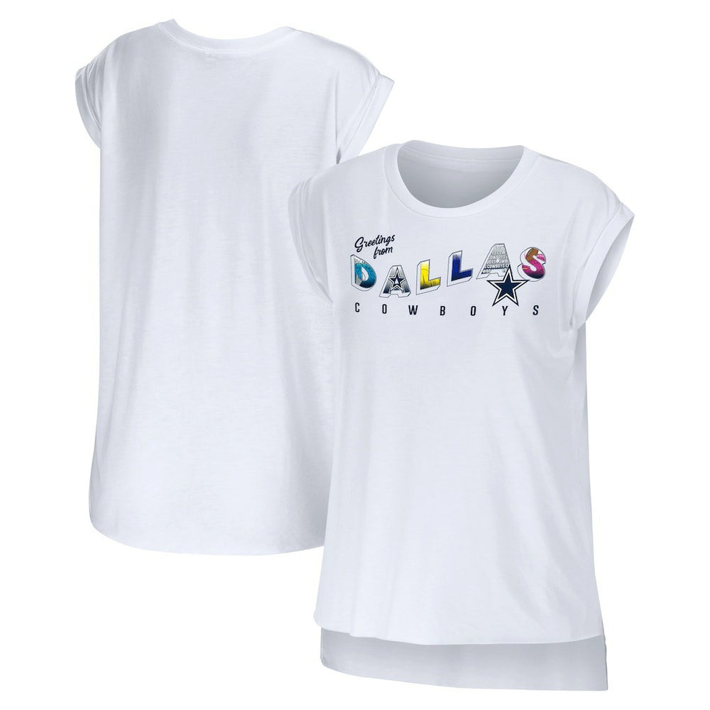 Dallas Cowboys WEAR by Erin Andrews Women's Greetings From Muscle T-Shirt White | NFL