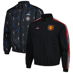 Manchester United 2022/23 On-Field Team Logo Anthem Reversible Full-Zip Jacket Black | Adidas