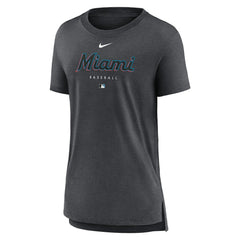 Miami Marlins Nike Women's Authentic Collection Early Work Tri-Blend T-Shirt - MLB