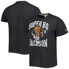 Bo Jackson Las Vegas Raiders Homage Unisex Unisex Caricature Retired Player Tri-Blend T-Shirt Heather Black | NFL