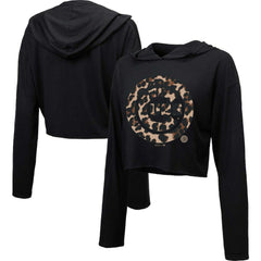 Chicago Cubs Majestic Threads Women's Leopard Cropped Hoodie - MLB