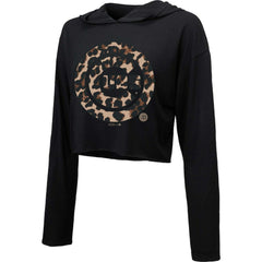 Chicago Cubs Majestic Threads Women's Leopard Cropped Hoodie - MLB