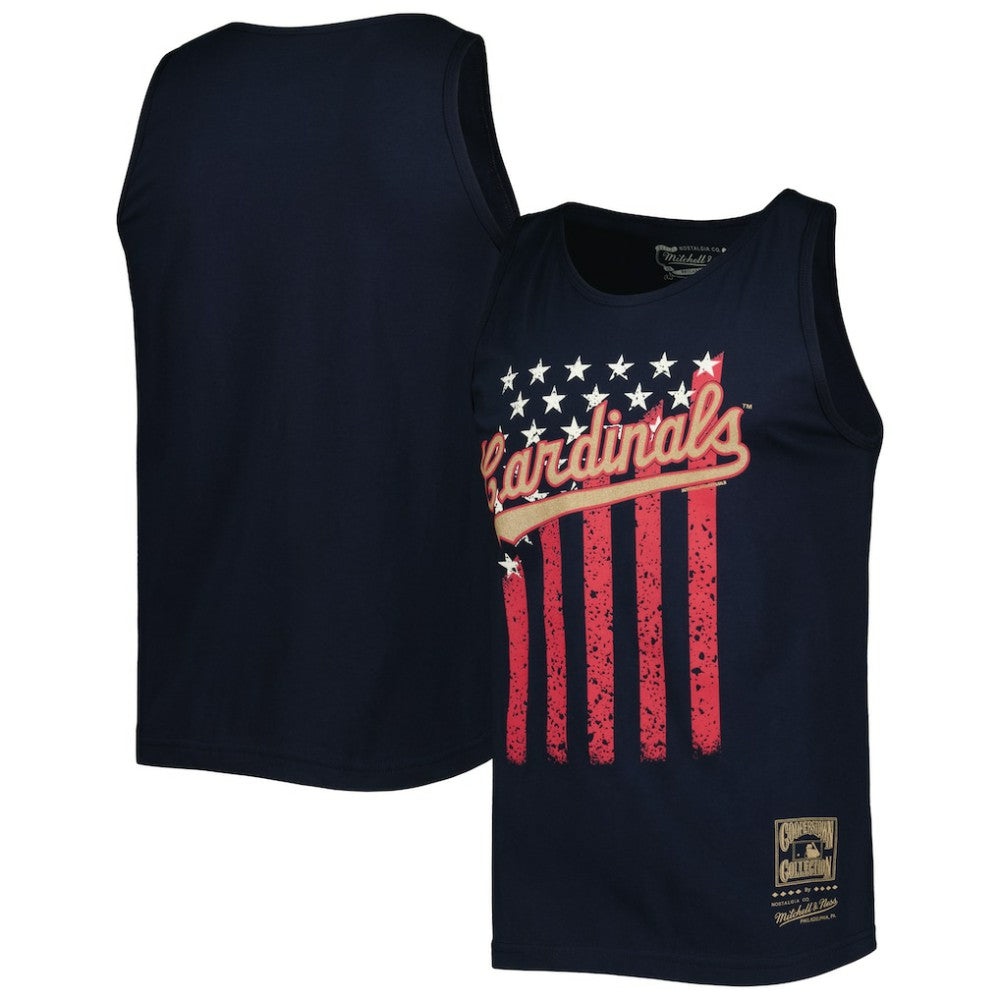 St. Louis Cardinals Mitchell & Ness Cooperstown Collection Stars and Stripes Tank Top - MLB