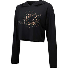 Miami Dolphins Majestic Threads Women's Leopard Cropped Pullover Hoodie Black | NFL