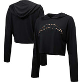 Los Angeles Chargers Majestic Threads Women's Leopard Cropped Pullover Hoodie Black | NFL