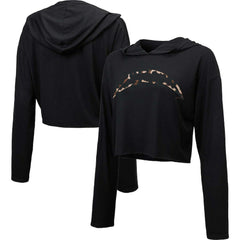 Los Angeles Chargers Majestic Threads Women's Leopard Cropped Pullover Hoodie Black | NFL