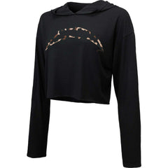 Los Angeles Chargers Majestic Threads Women's Leopard Cropped Pullover Hoodie Black | NFL