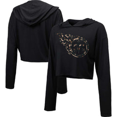 Tennessee Titans Majestic Threads Women's Leopard Cropped Pullover Hoodie Black | NFL
