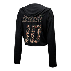 Justin Herbert Los Angeles Chargers Majestic Threads Women's Leopard Player Name & Number Long Sleeve Cropped Hoodie Black | NFL